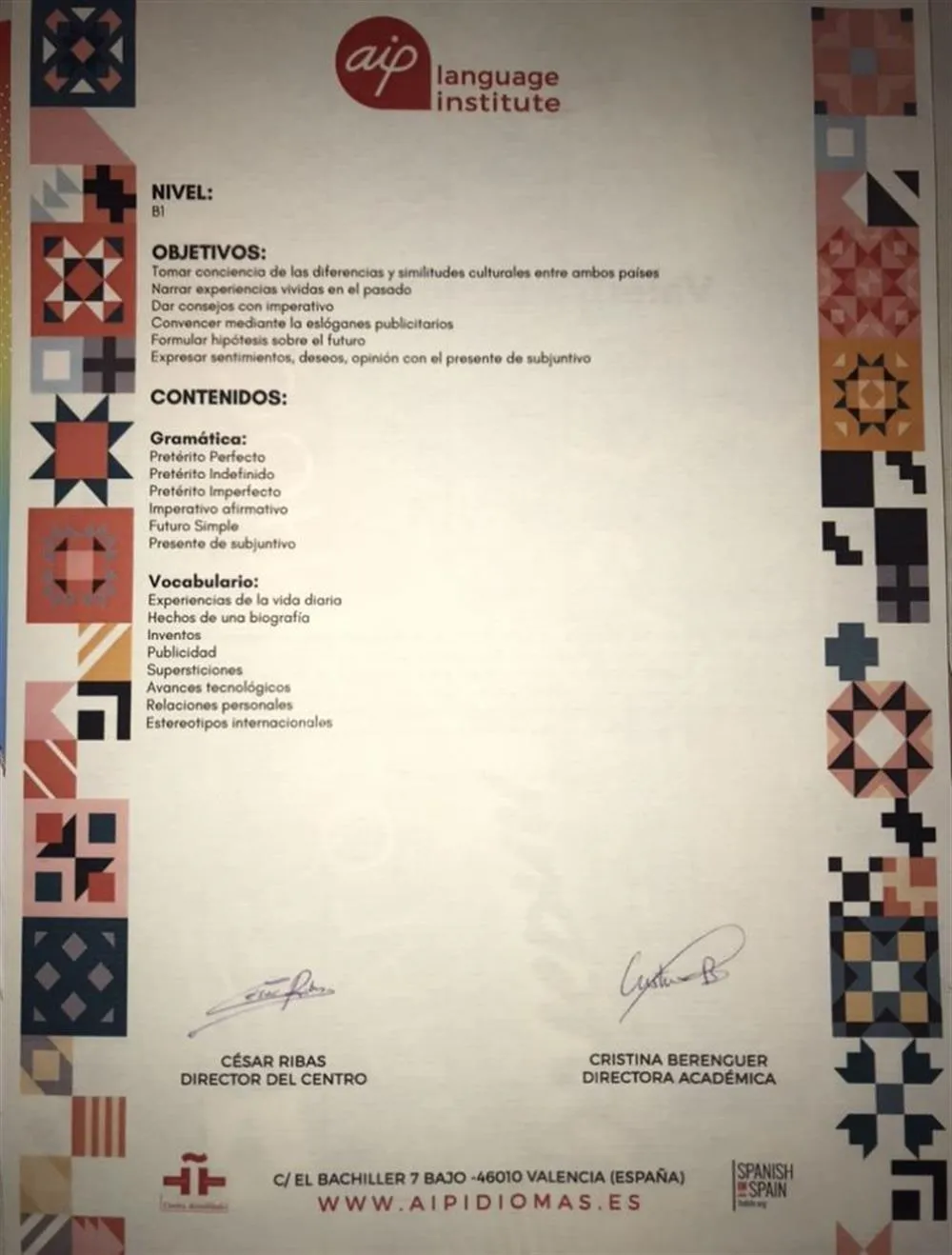 AIP language institute Certifica 