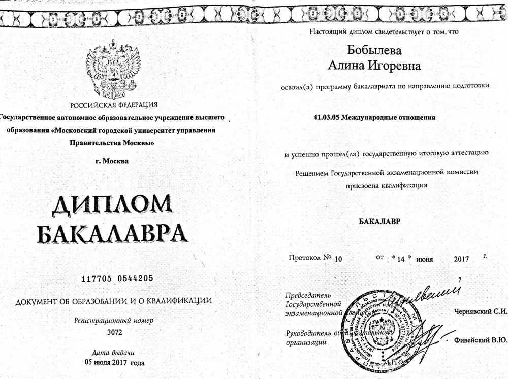 Диплом бакалавра международных отношений