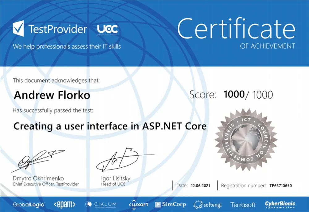 Creating user interface in ASP.NET Core