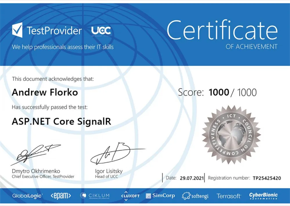 ASP.NET Core SignalR