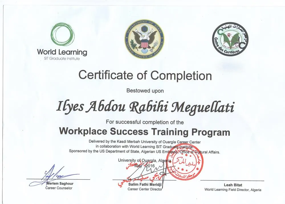 Certificate of Completion 