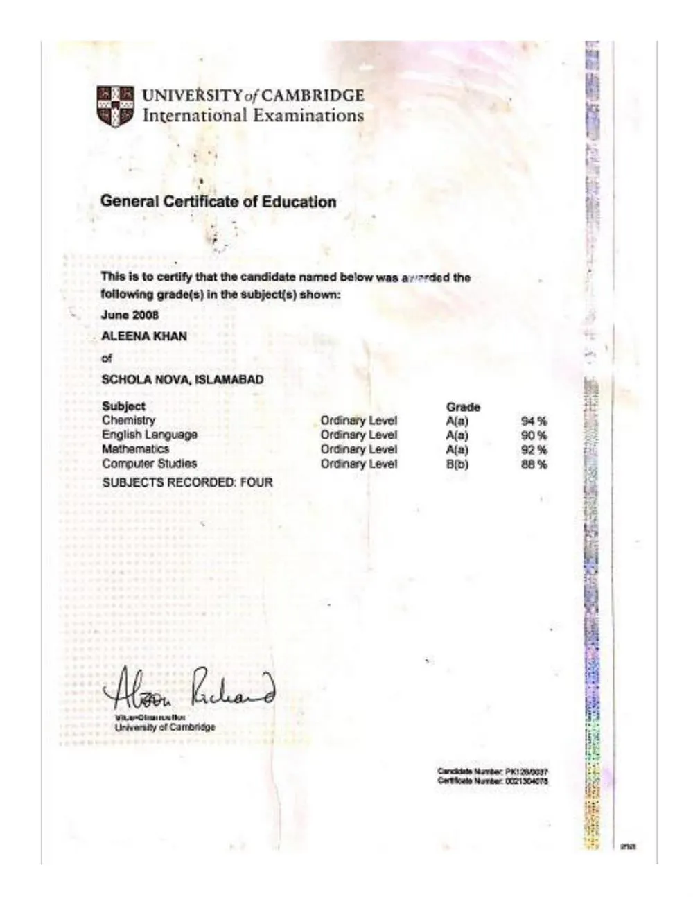 Cambridge International Examinations GCE Ordinary Level 