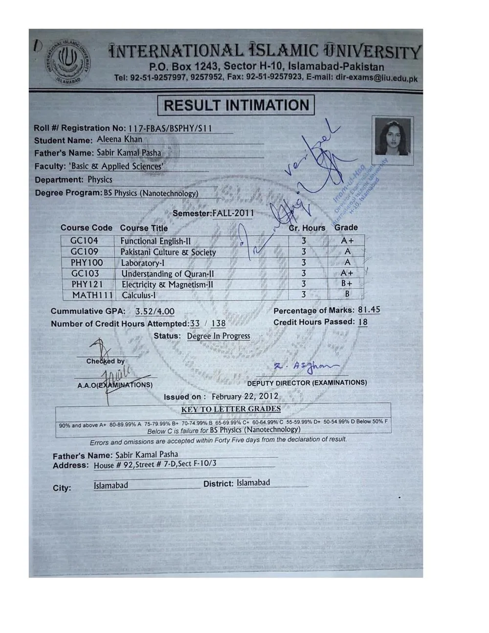 A grade in Functional English 2 in University