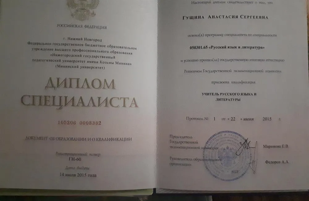 Диплом о высшем профессиональном образовании 