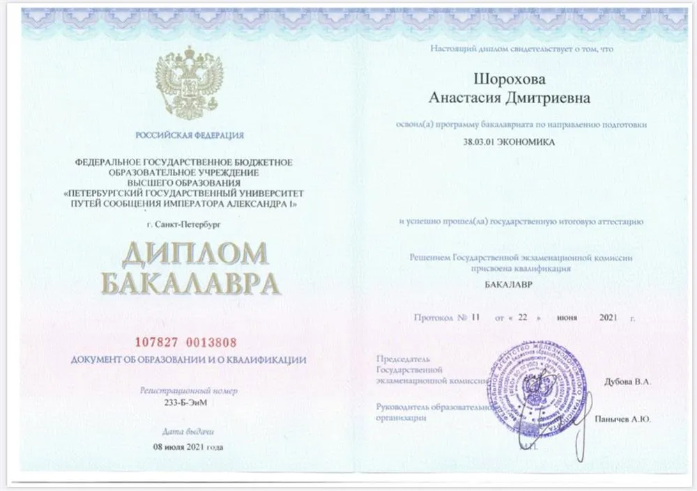 Диплом о высшем образовании 