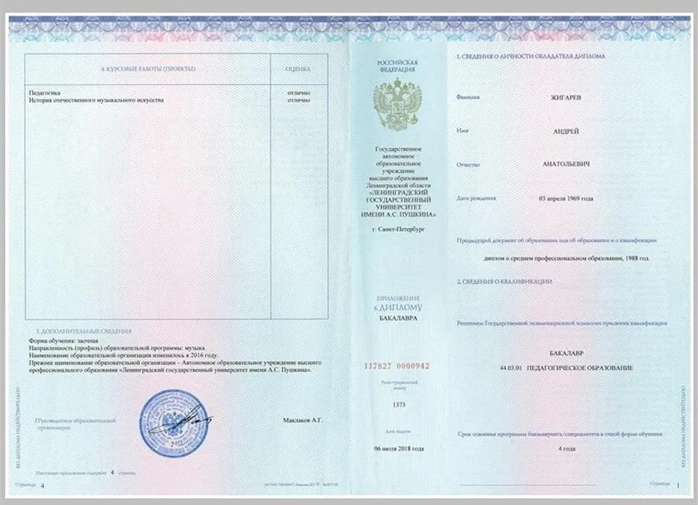 Диплом ЛГУ им. А. С. Пушкина