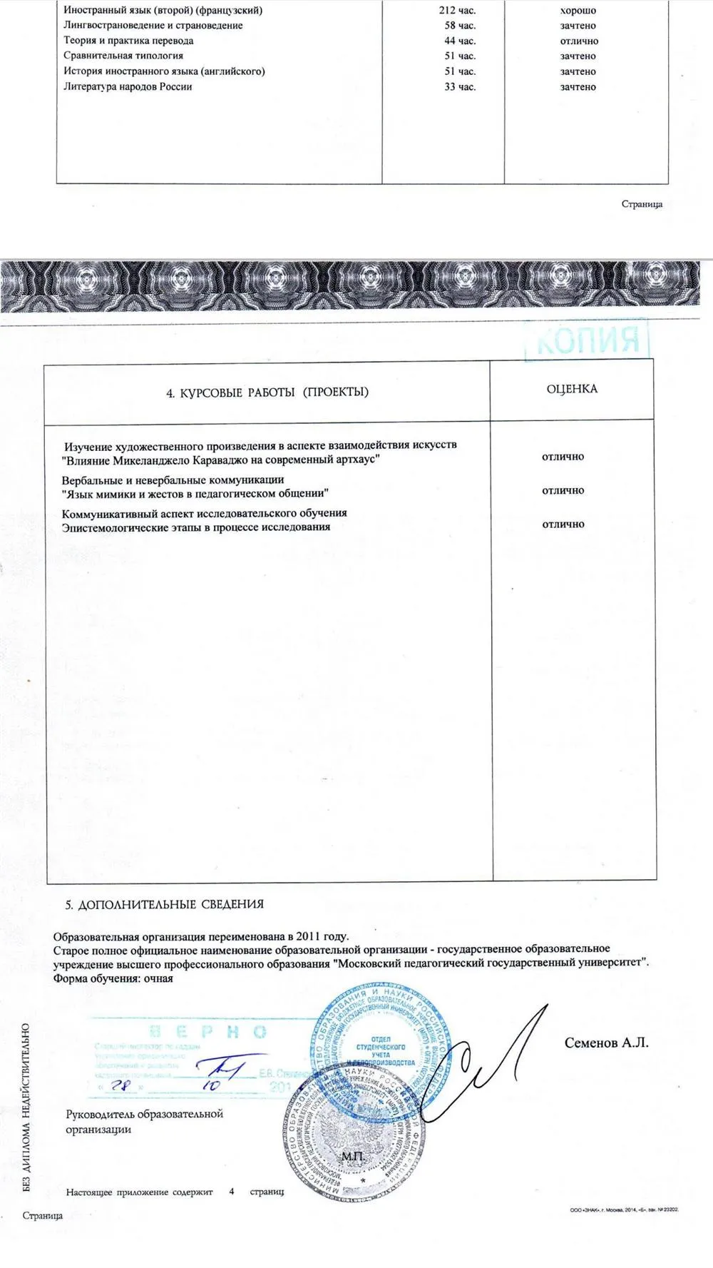 Приложение к диплому