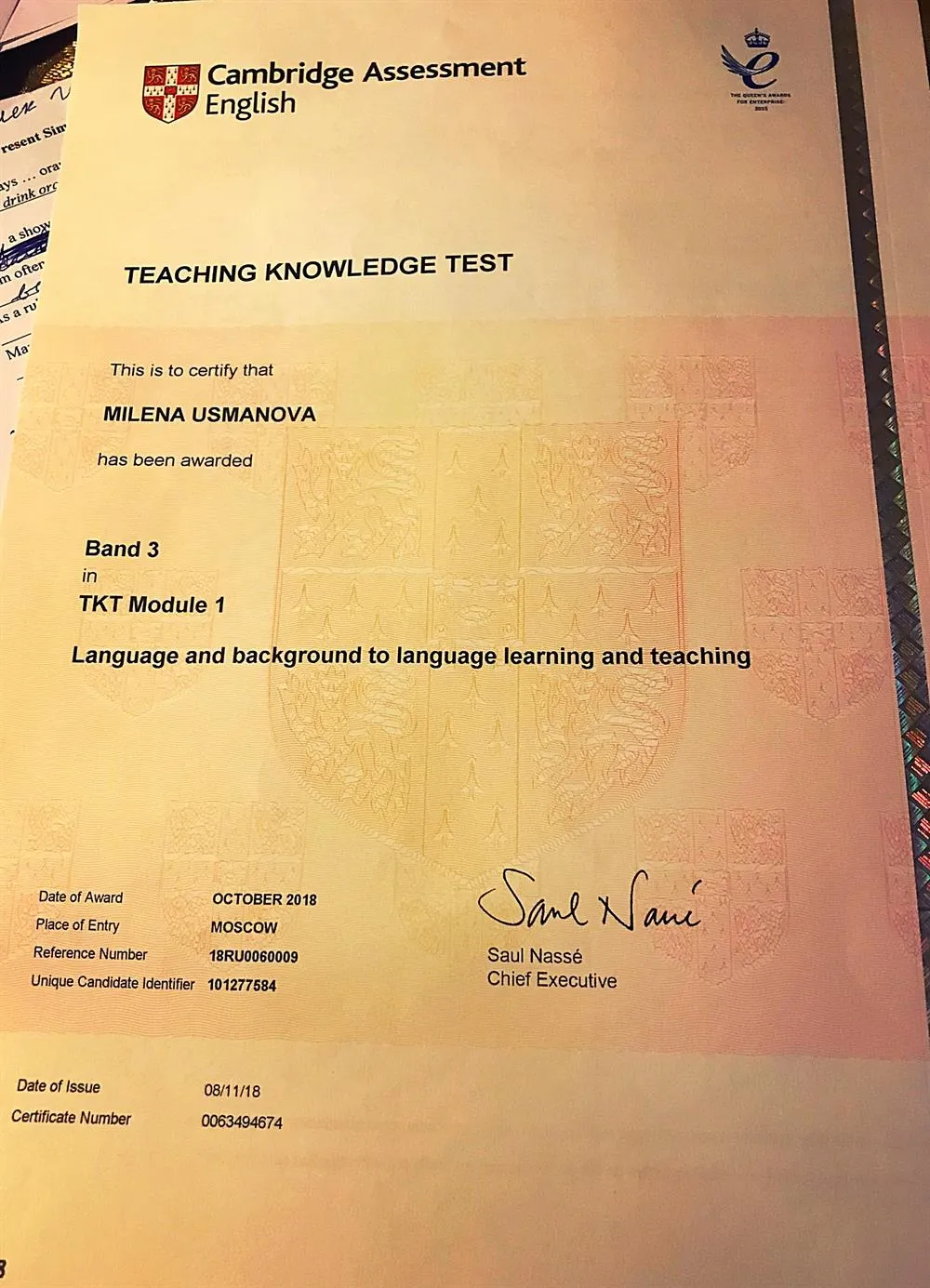 Сертификат TKT (Teaching Knowledge Test)
