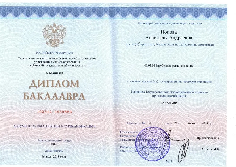 Диплом Бакалавра  