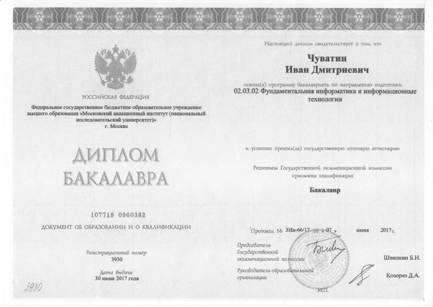 Диплом бакалавра