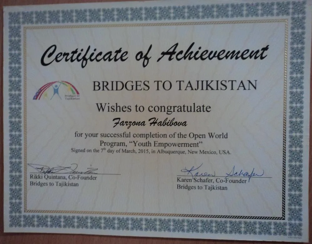 Certificate of achivement