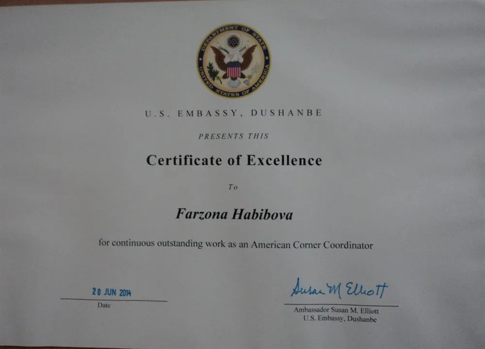 Certificate of Excellence