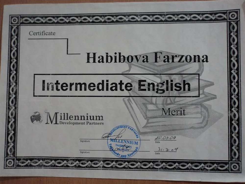 Certificate of Intermediate
