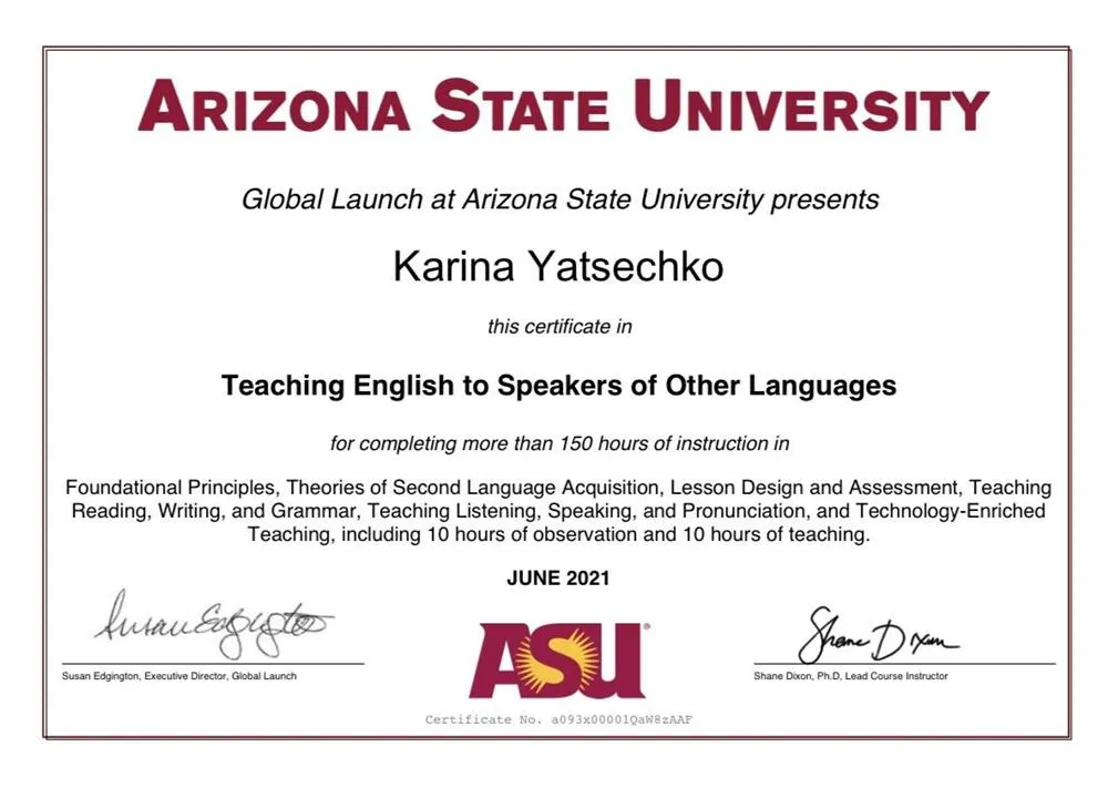 TeSOL, международный сертификат, подтверждающий право преподавания 
