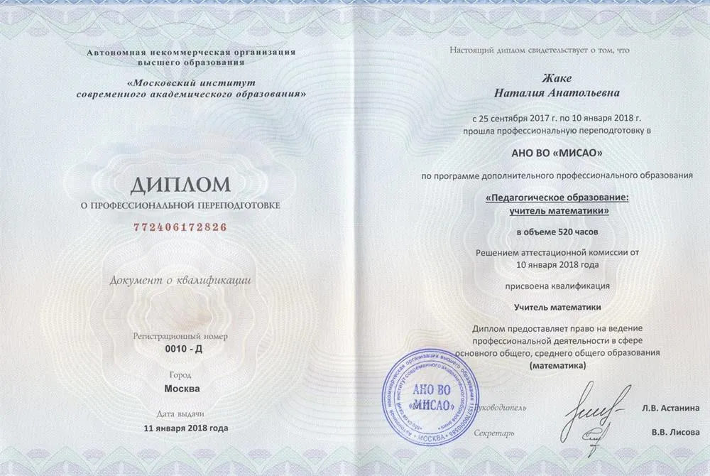 Диплом МИСАО