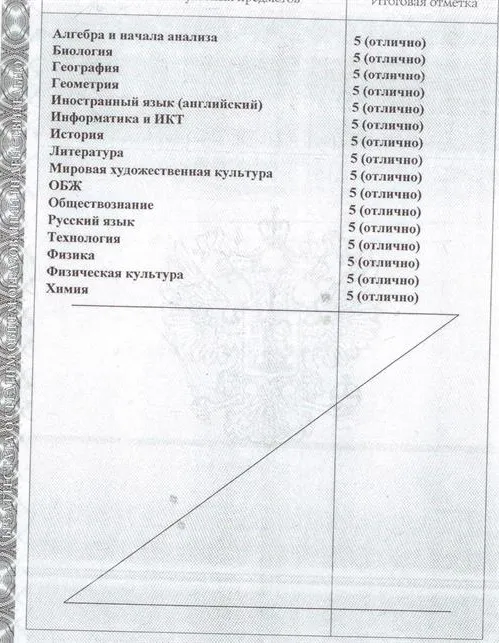 Приложение к аттестату