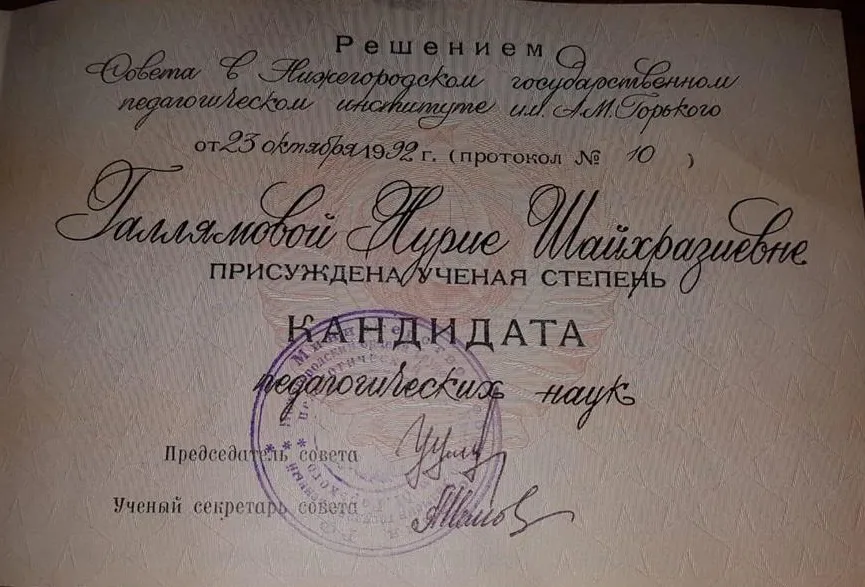 Диплом кандидата педагогических наук