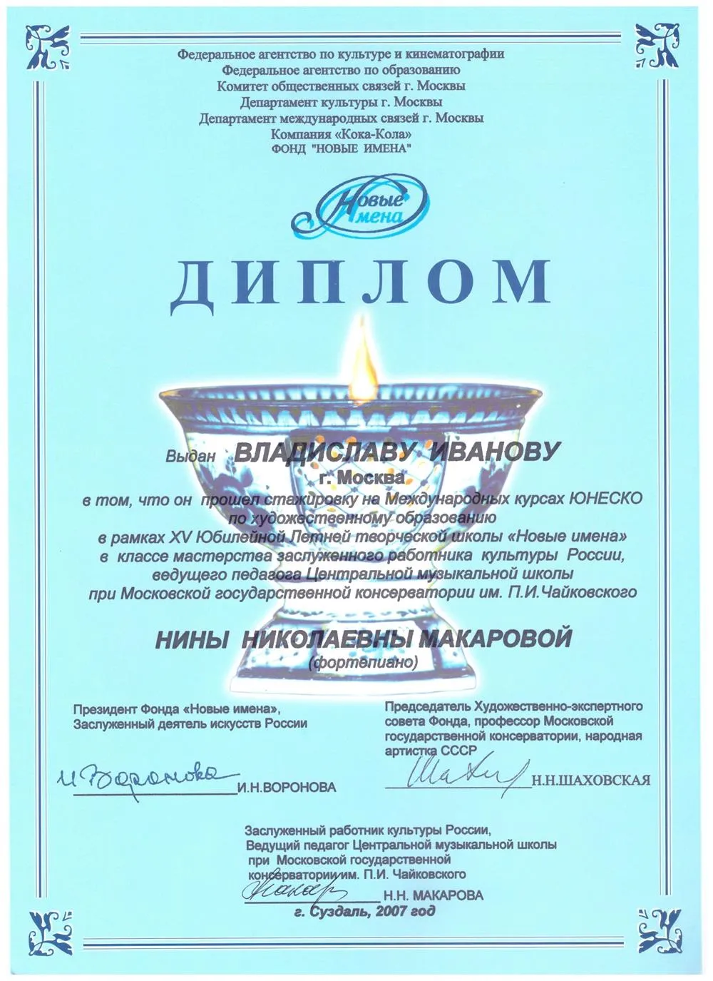 2007 Диплом - Мастер-классы Н.Макарова