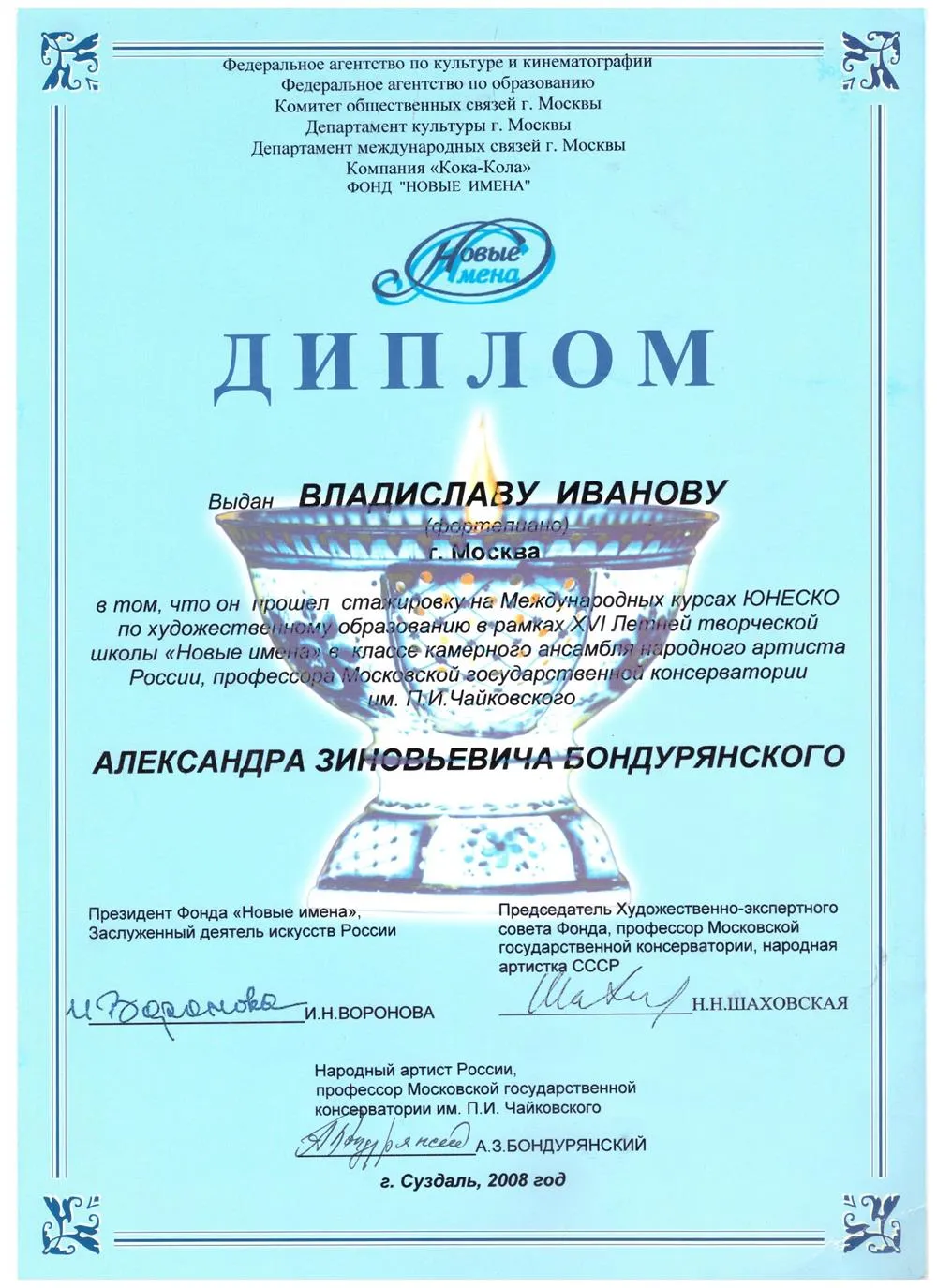 2008 Диплом - Мастер-классы А.Бондурянский