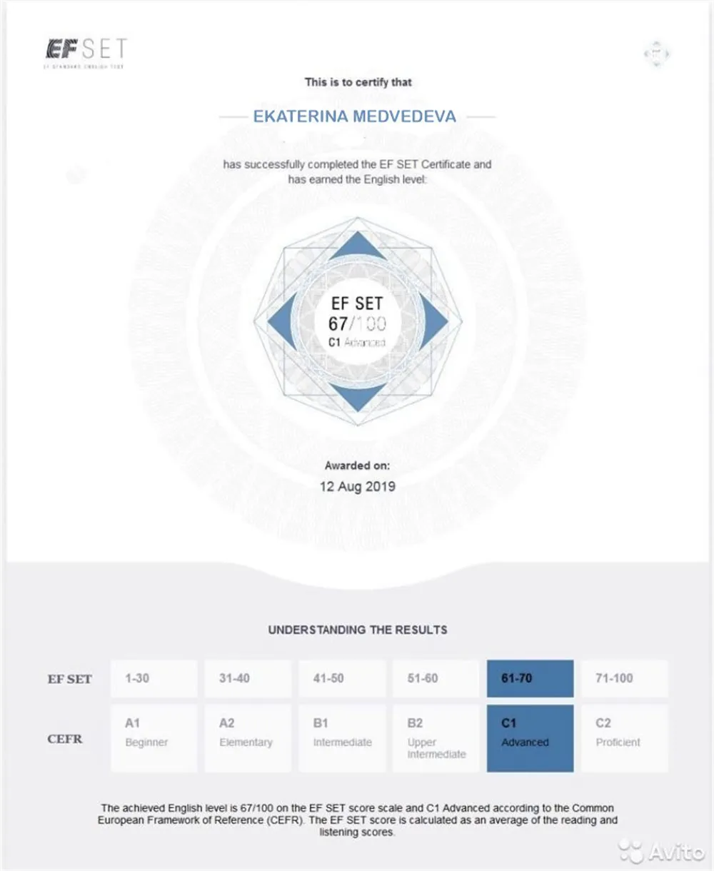EF SET Certificate