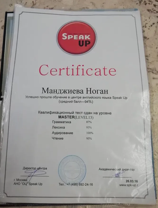 Сертификат уровня Master