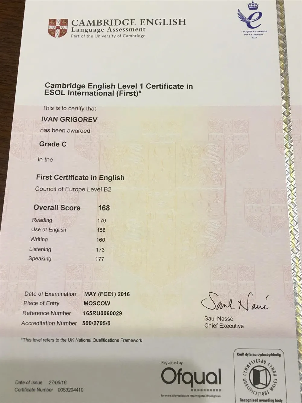First Certificate of English 