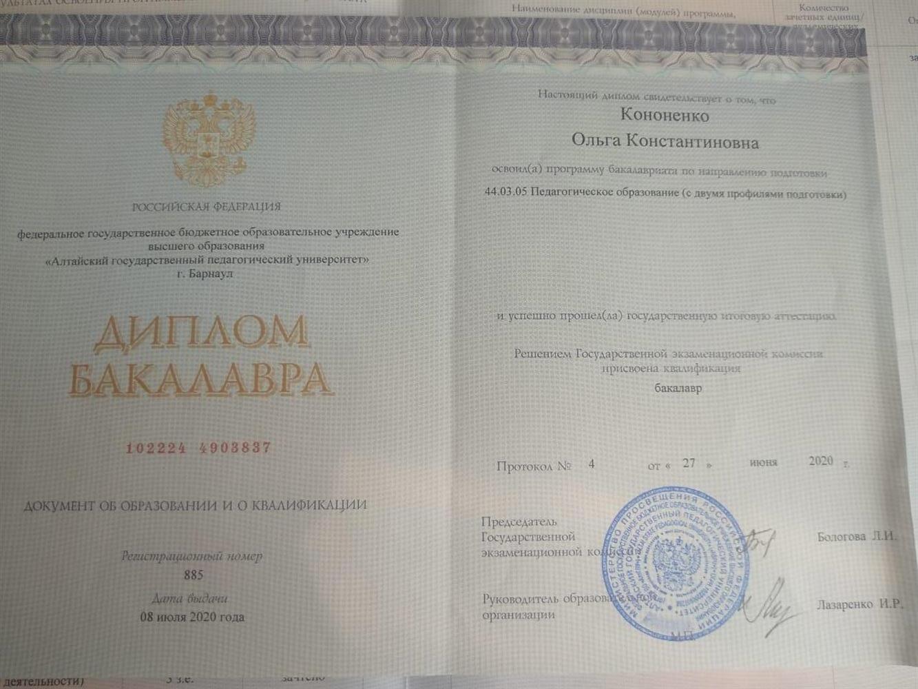 Диплом бакалавра 