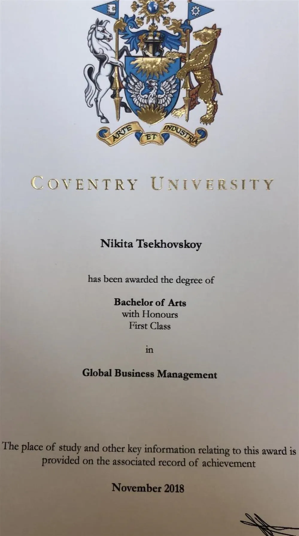 Bachelor of Arts 