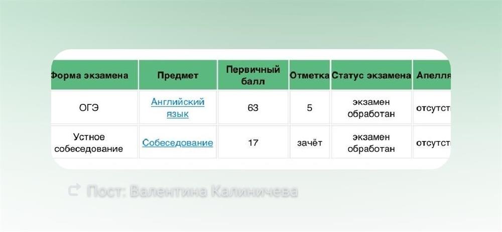 Результат ОГЭ моей ученицы