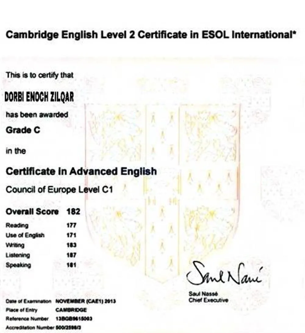 Cambridge English level 2 certificate 