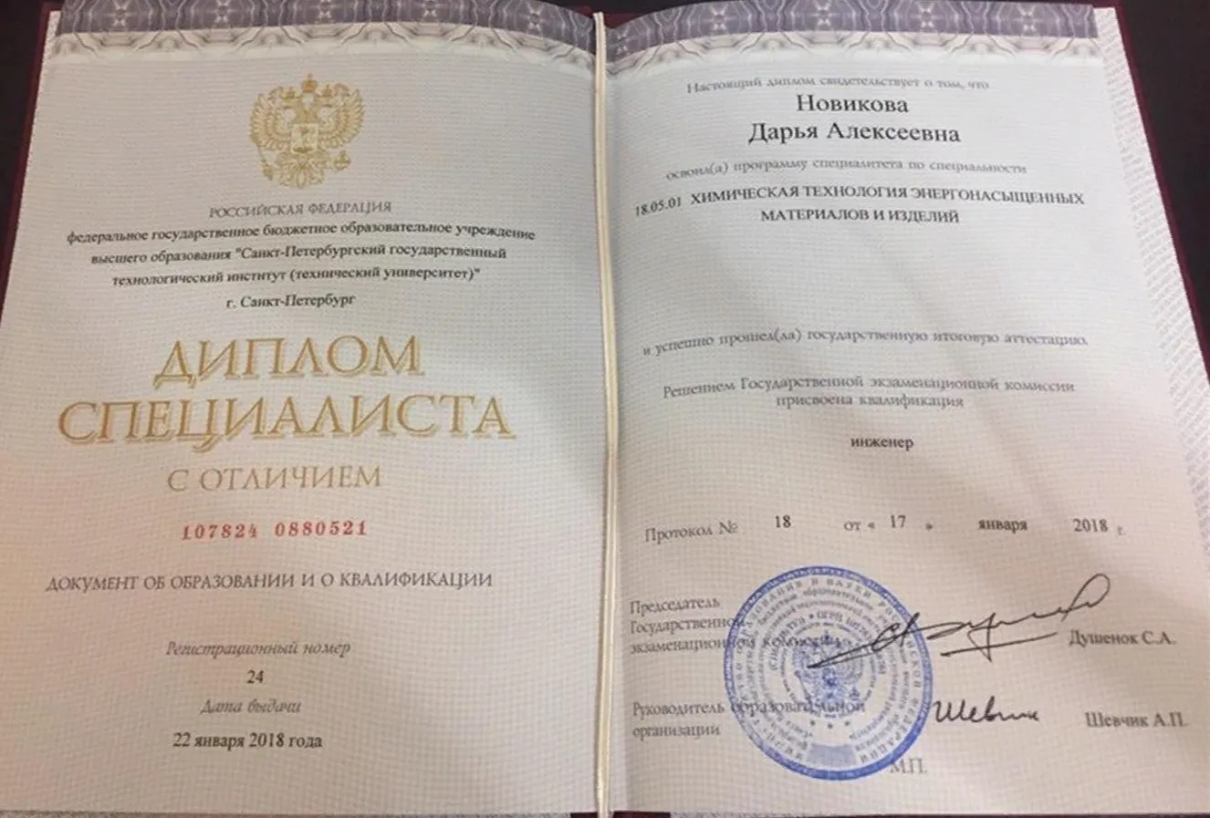 Диплом СПбГТИ(ТУ) с отличием