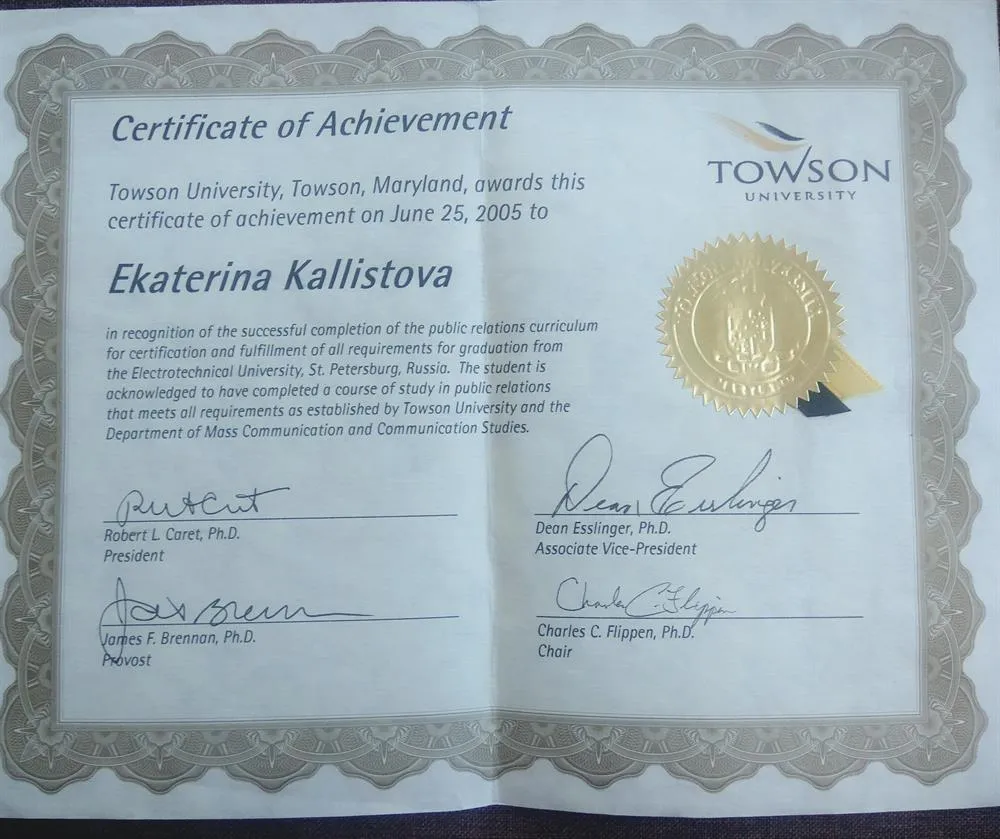 Towson University Certificate