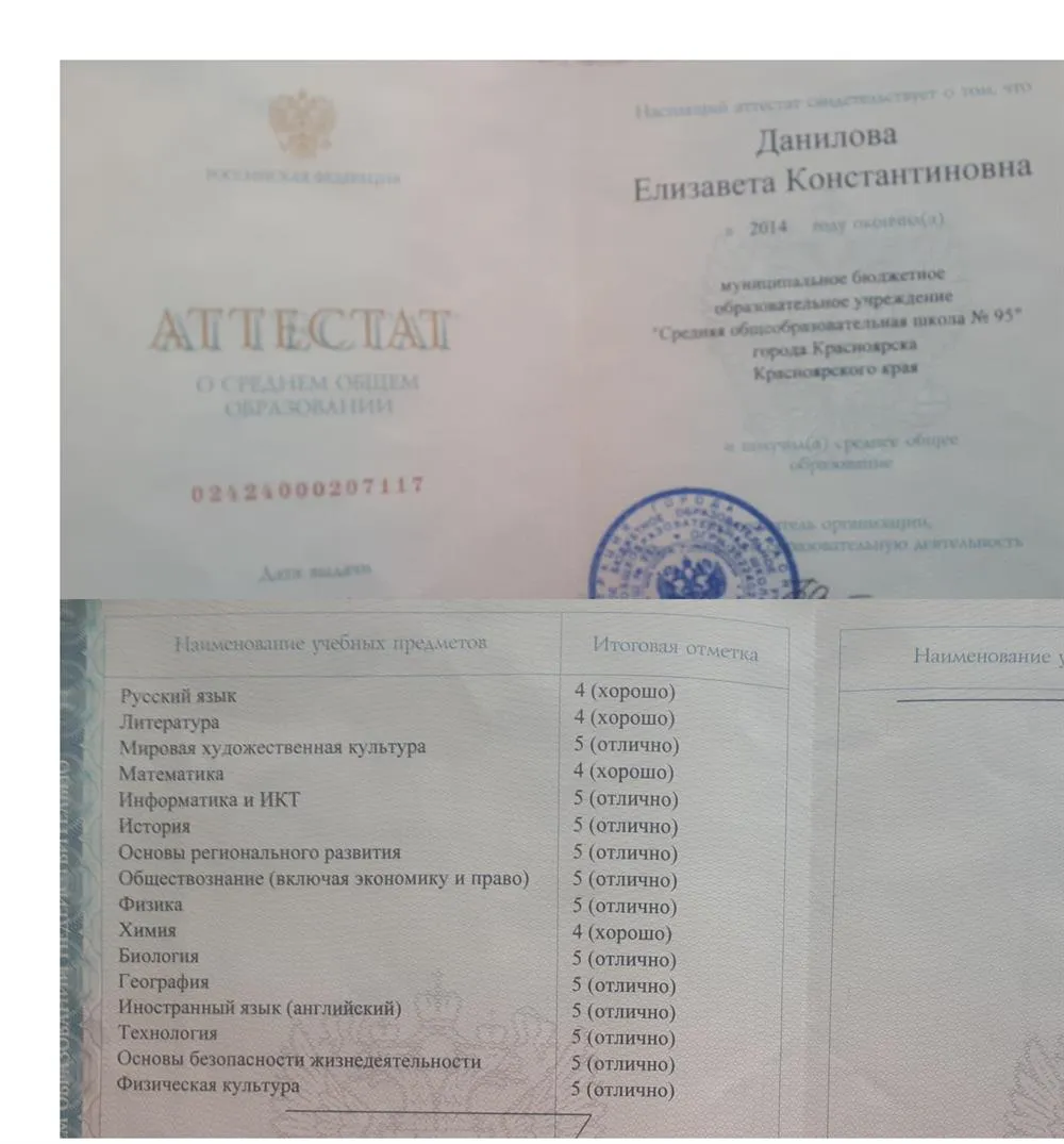 Диплом о среднем общем образовании 