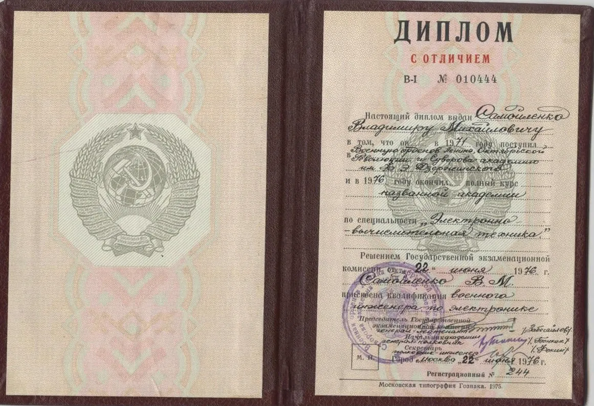 Диплом об окончании академии