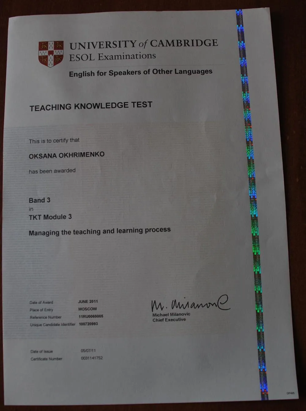 Teaching Knowledge Test Module 3 (Band 3)