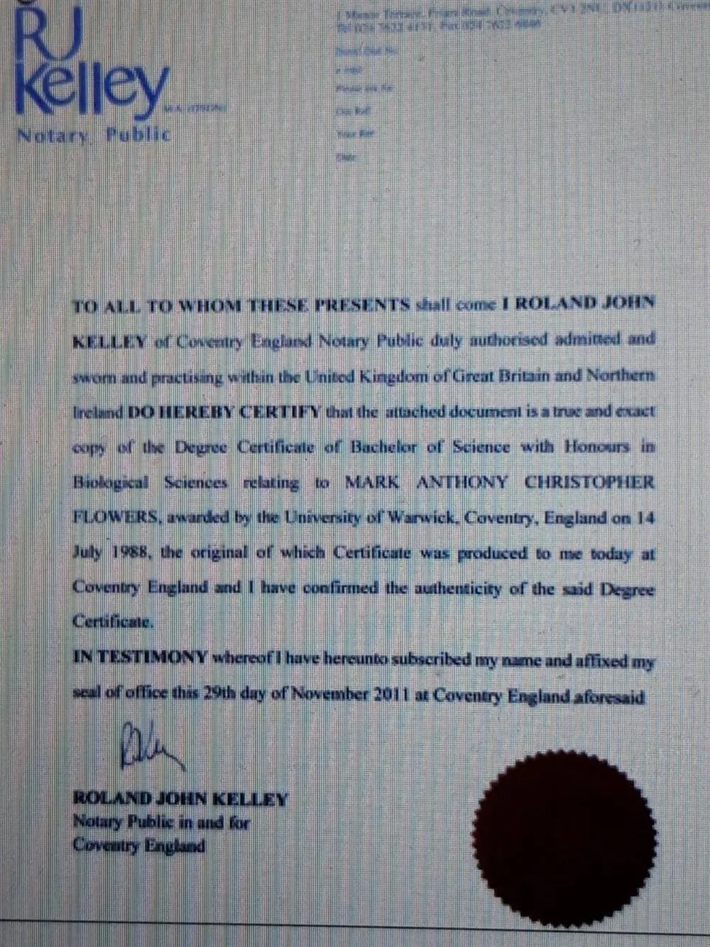 Notary Certificate