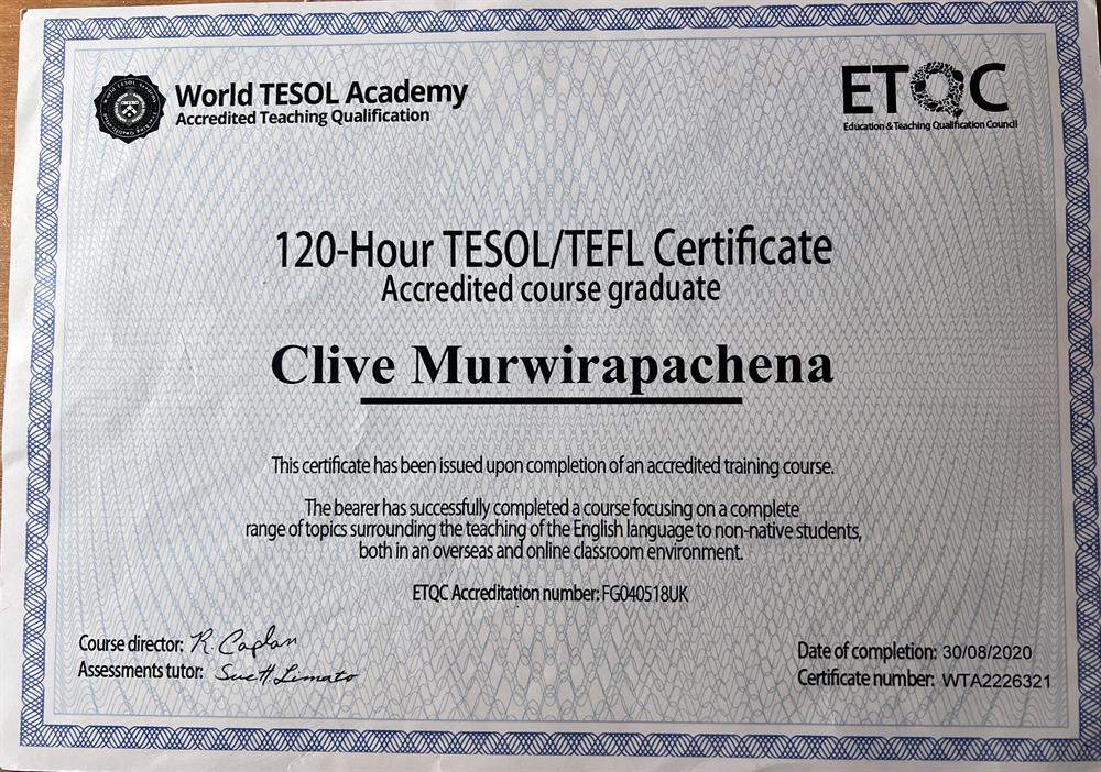 TESOL/TEFL Certification ( Сертификат на преподавание английского как второго языка)