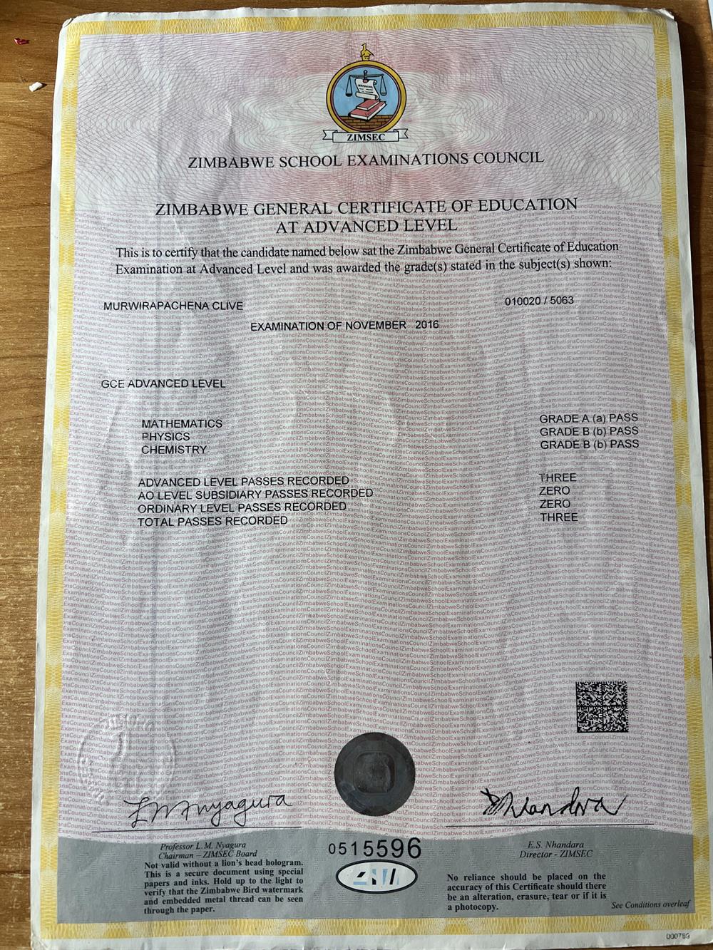 Advanced Level Certificate (A Level)