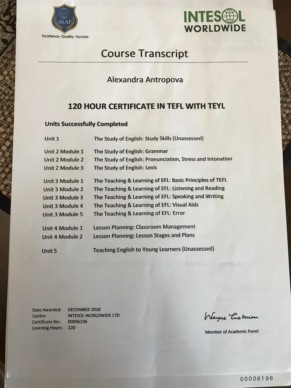 Сертификат TEFL