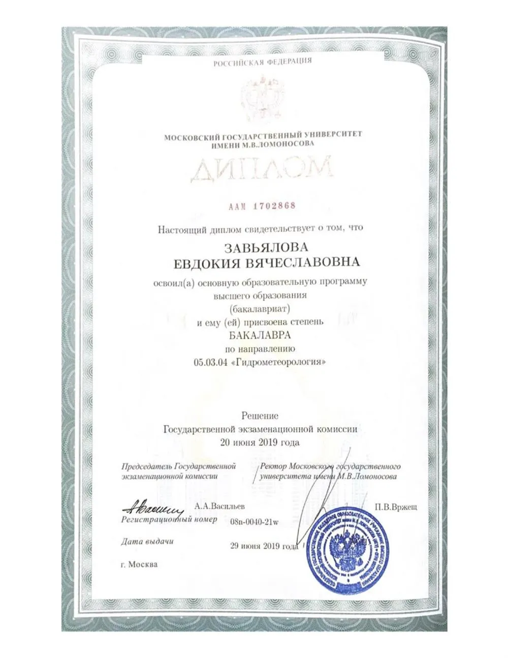 Диплом бакалавра 