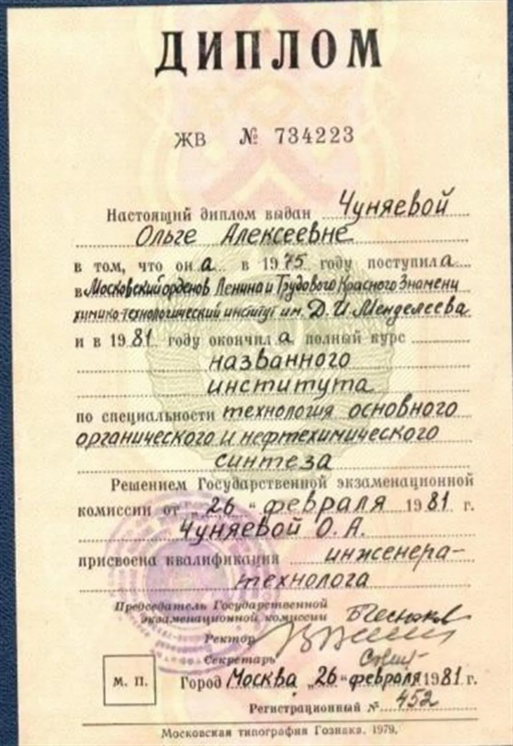 Диплом МХТИ