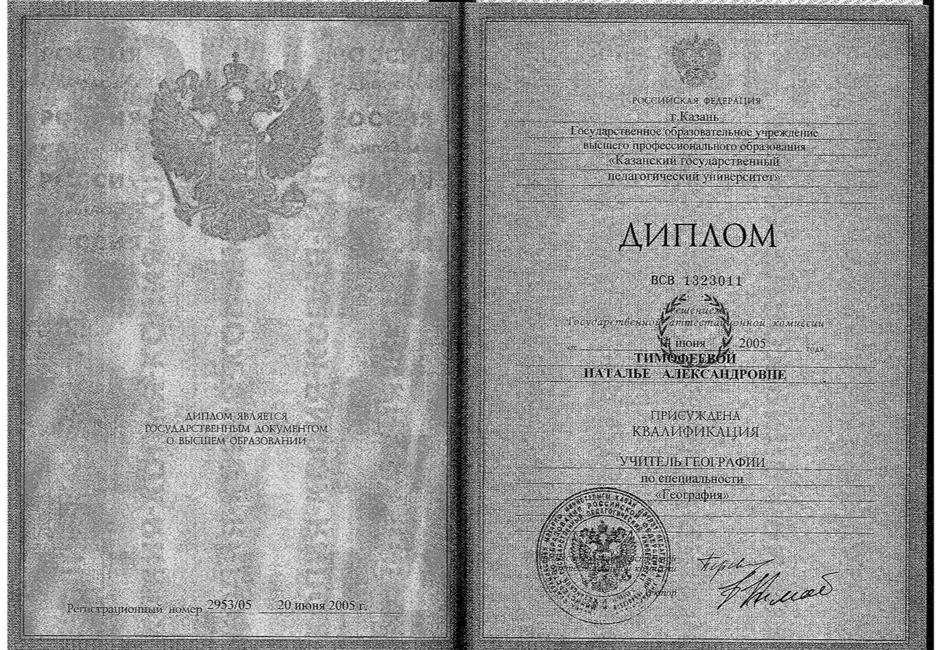 Диплом об окончании КГПУ
