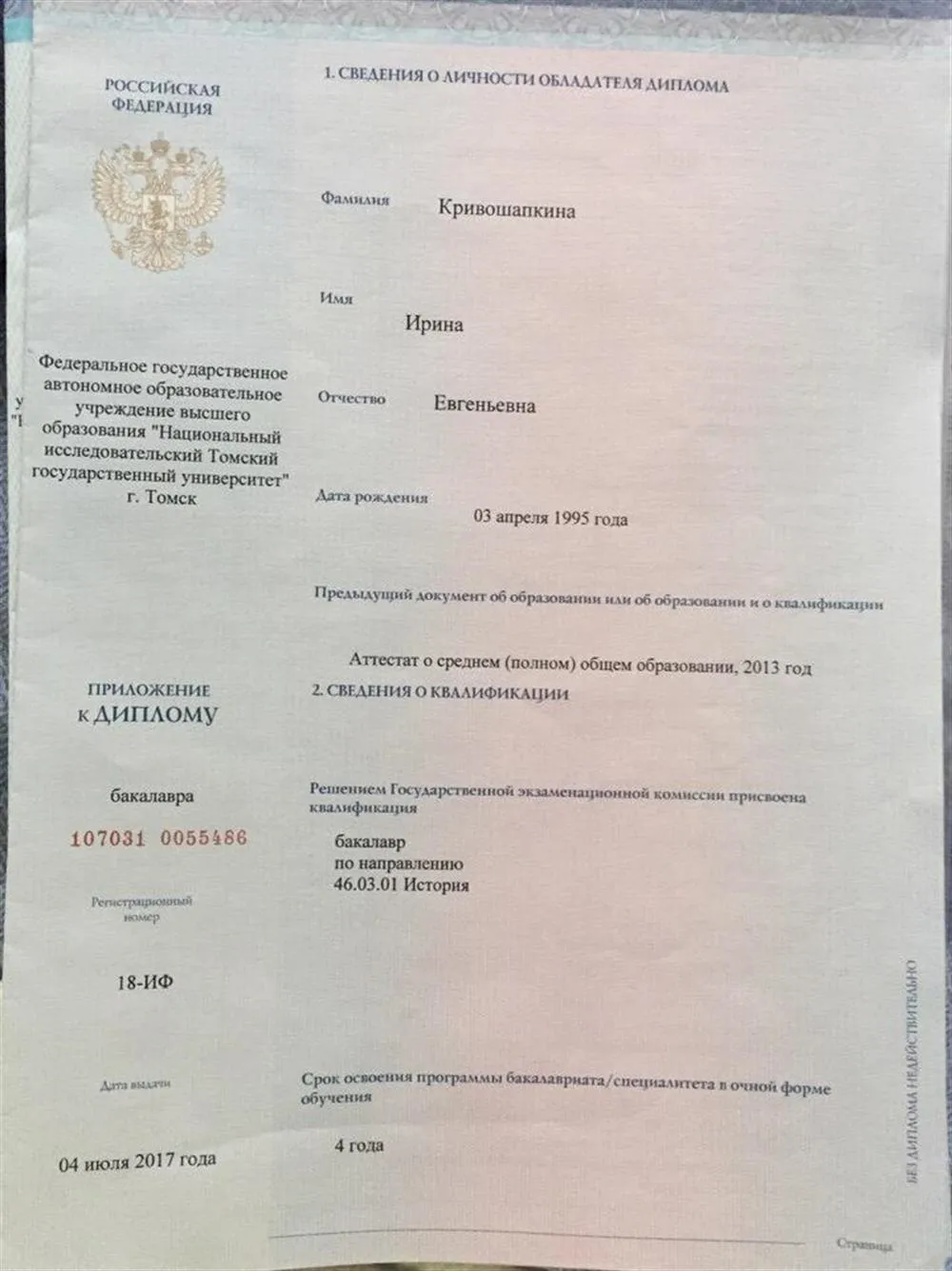 Диплом бакалавра