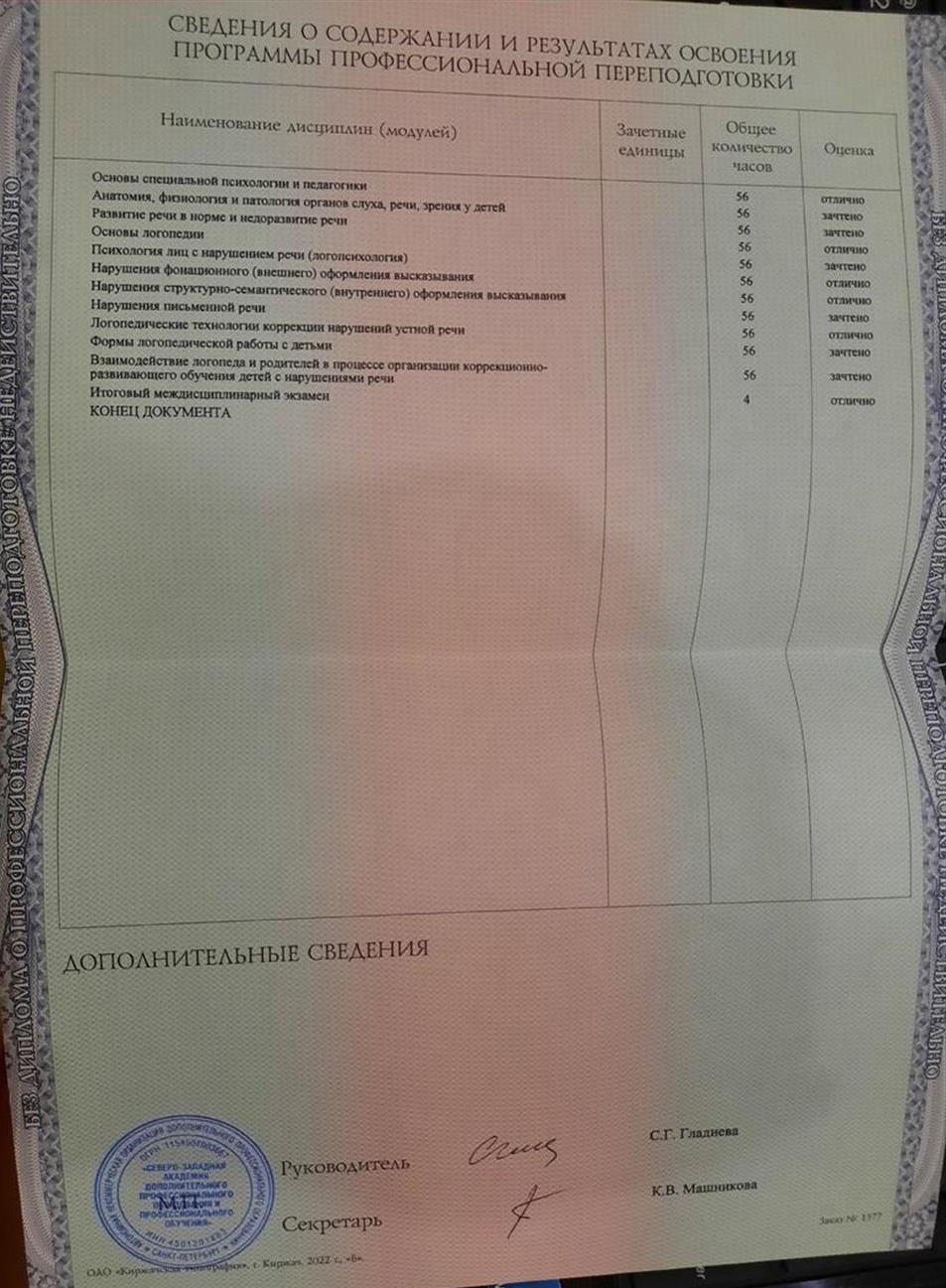 Приложение к диплому