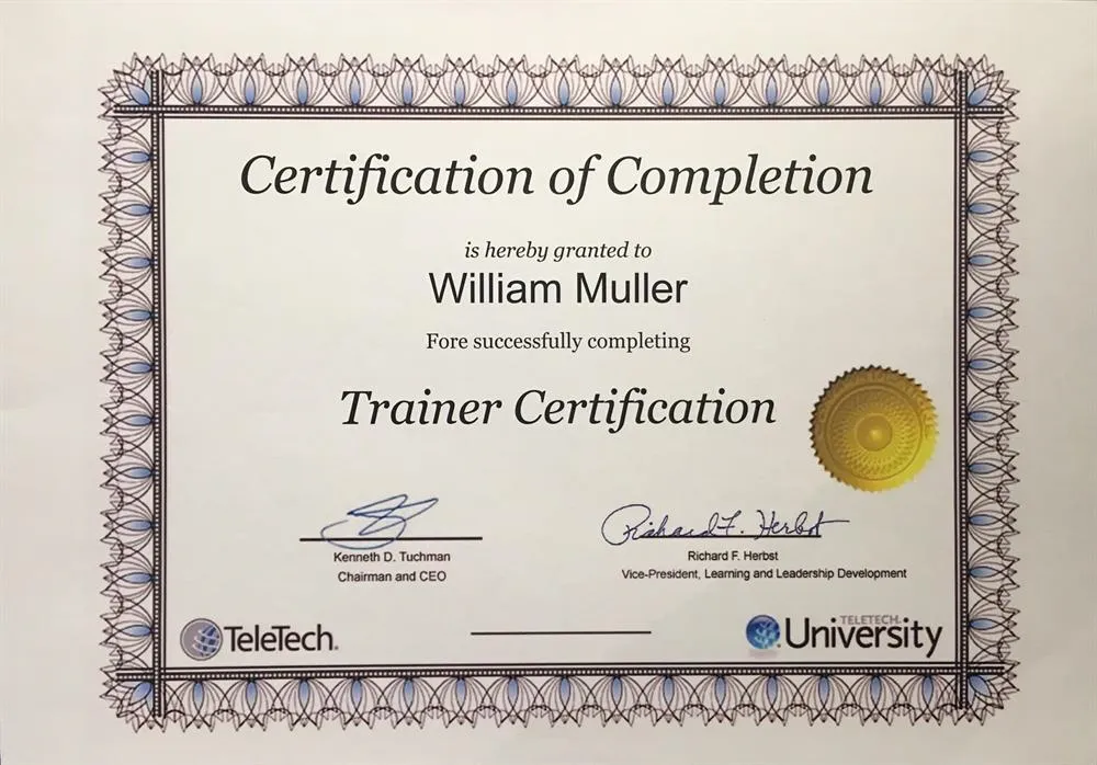 Trainer Certification TeleTech University (USA)