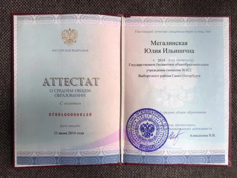 Школьный аттестат с отличием