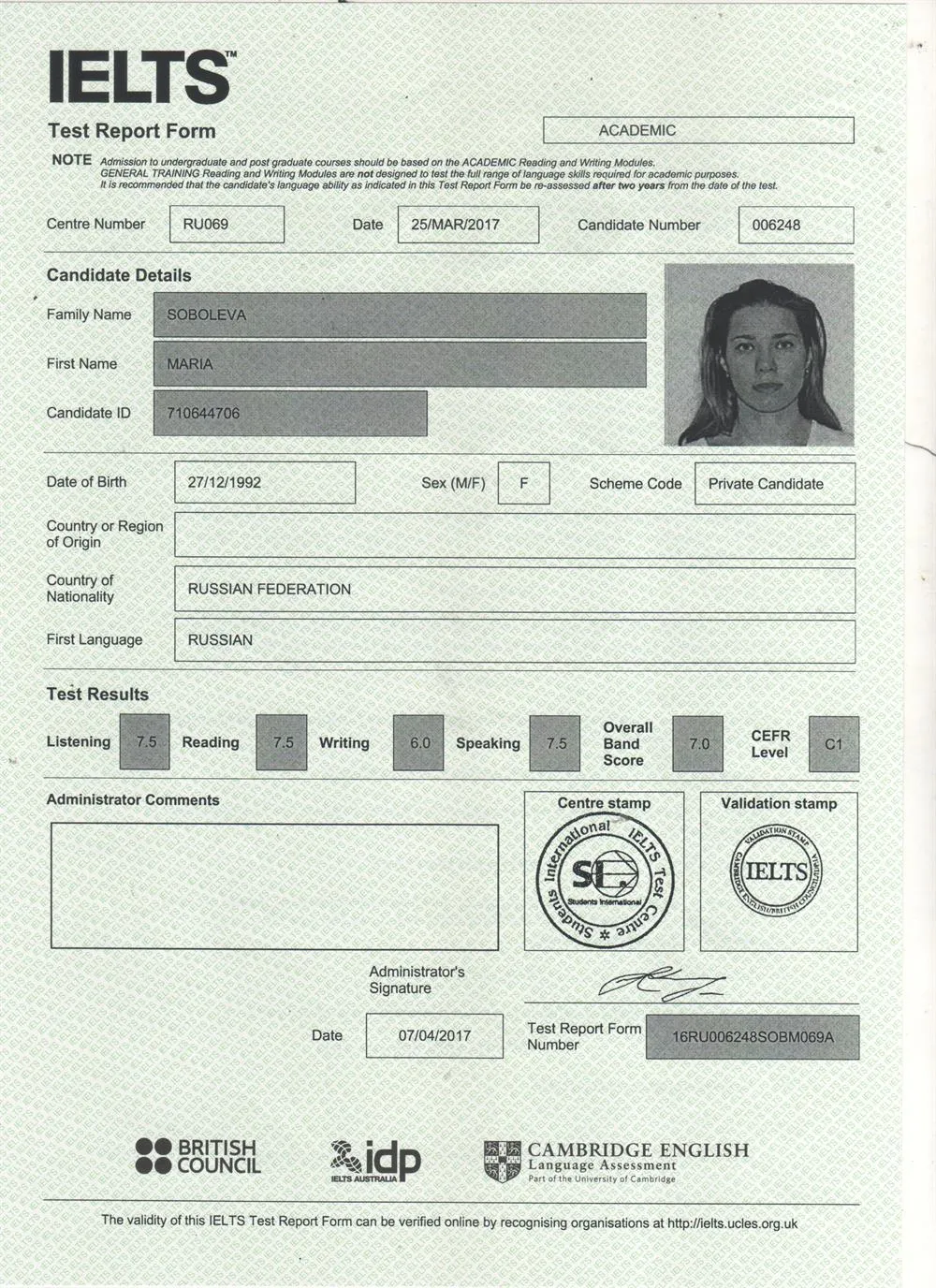 ELTS (International English LanguageTesting System) 