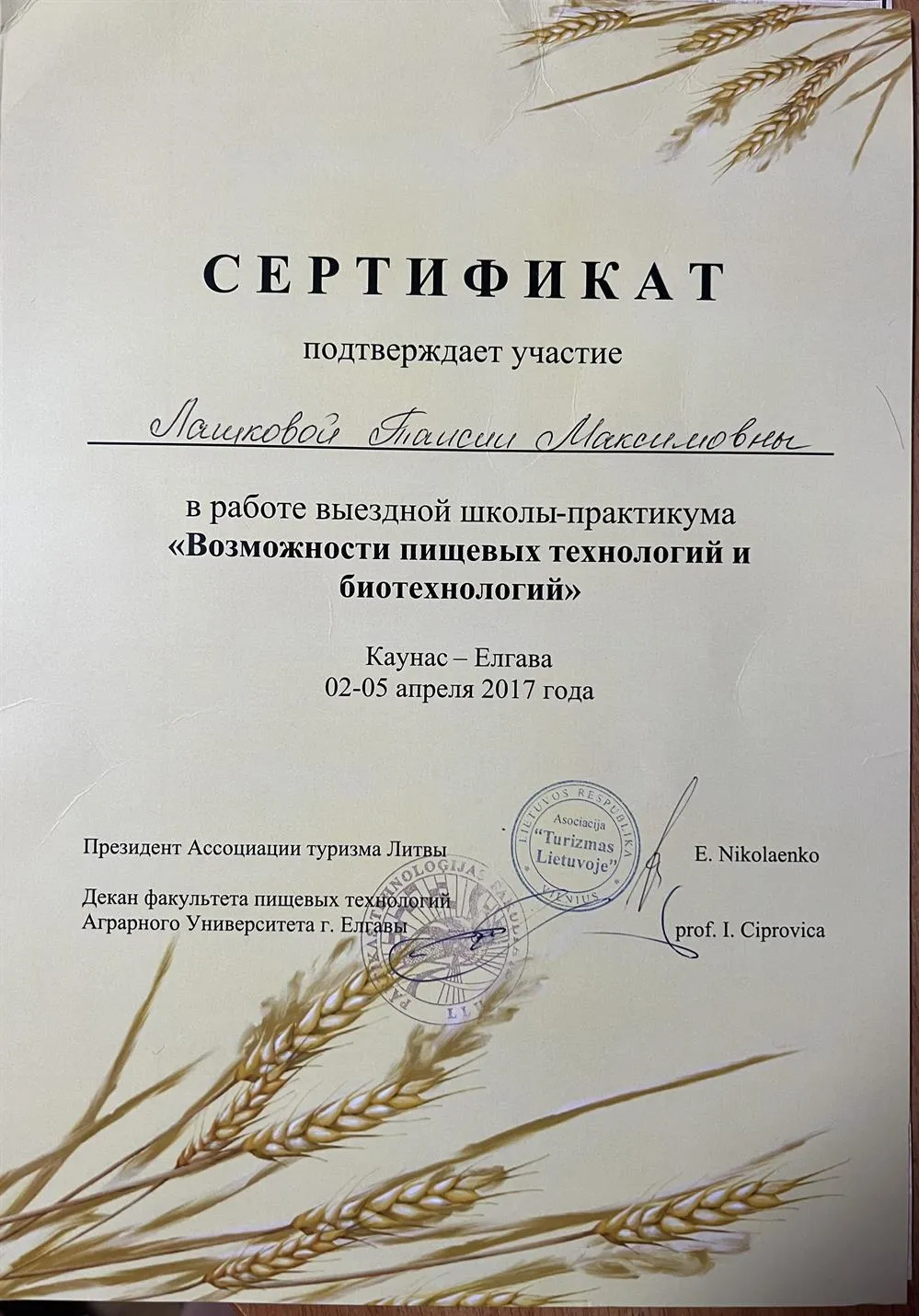 Сертификат 