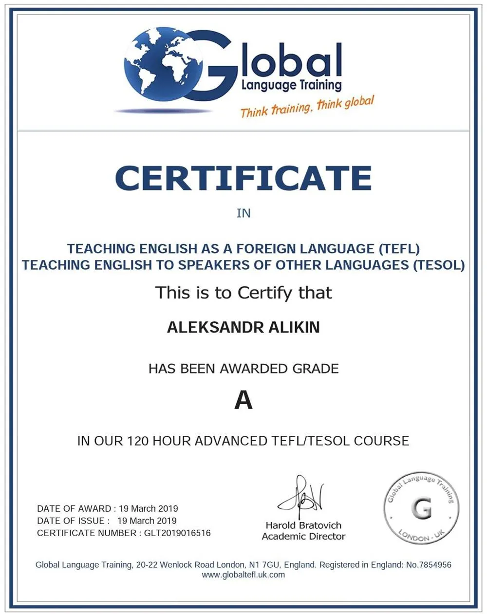 TEFL CERTIFICATE
