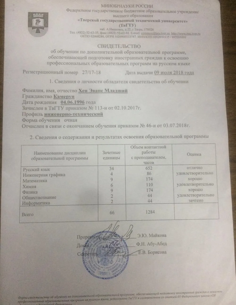 Сертификат 